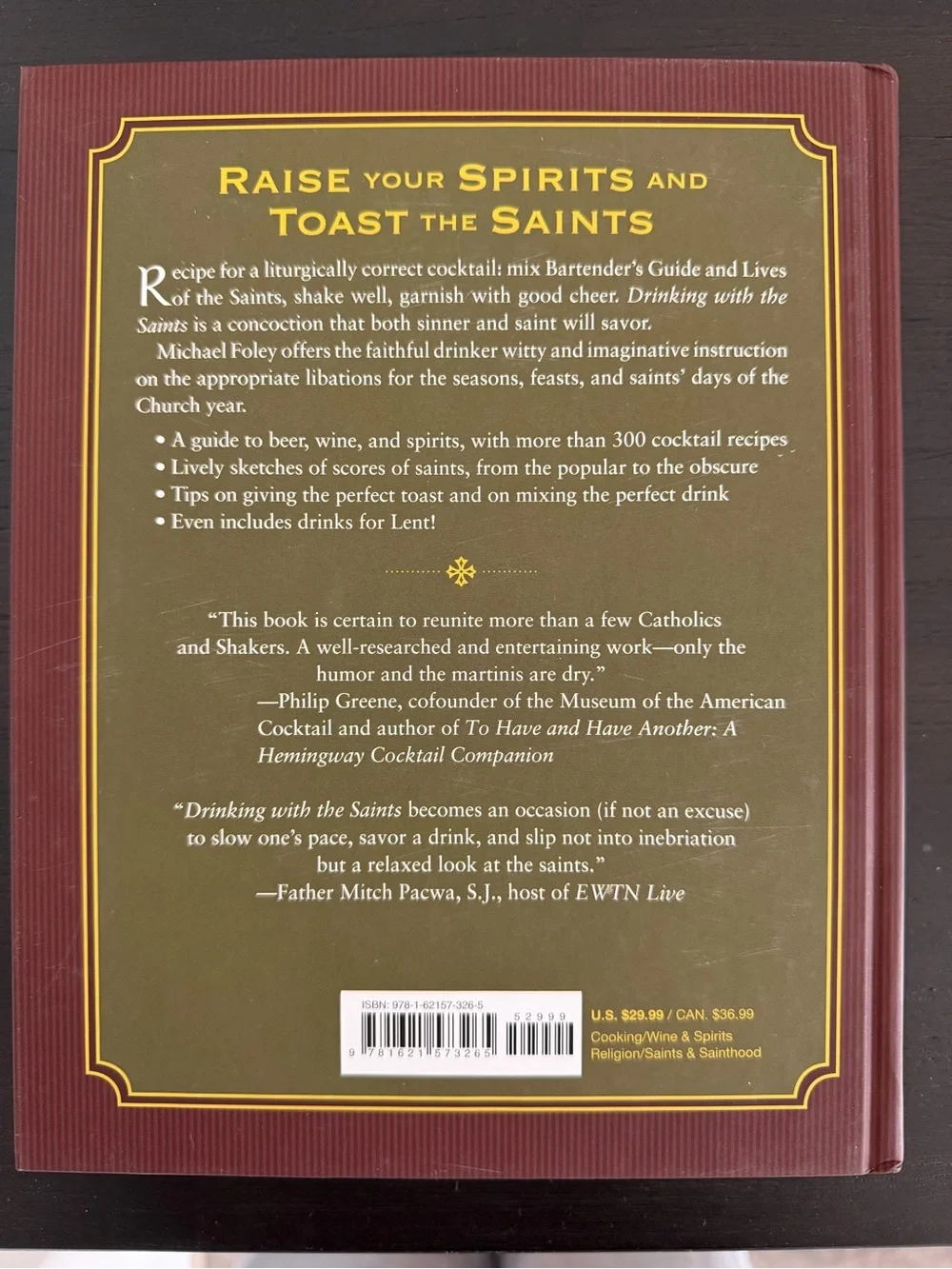 Drinking with the Saints Hardcover Book - Red & Green Cover